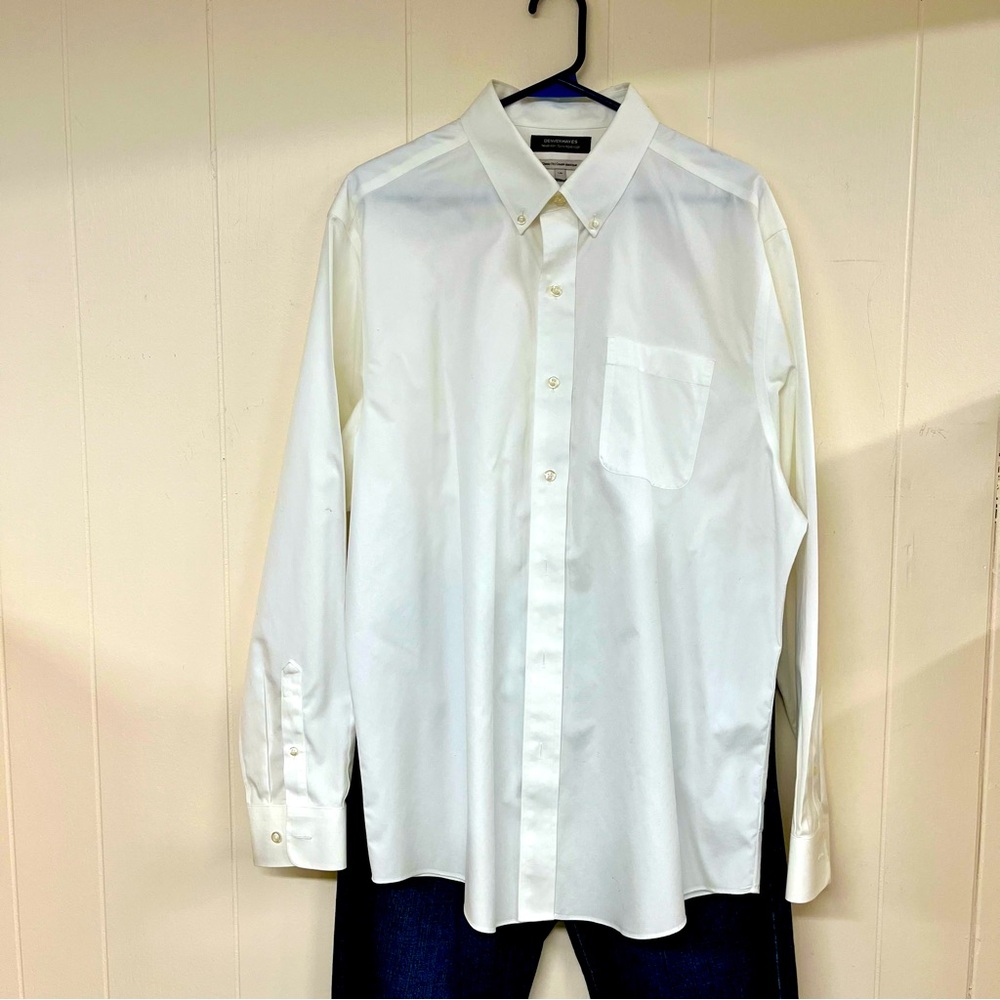#049 Denver Hayes Never-iron! Cotton Dress Shirt 17" Size L, PTP 25”